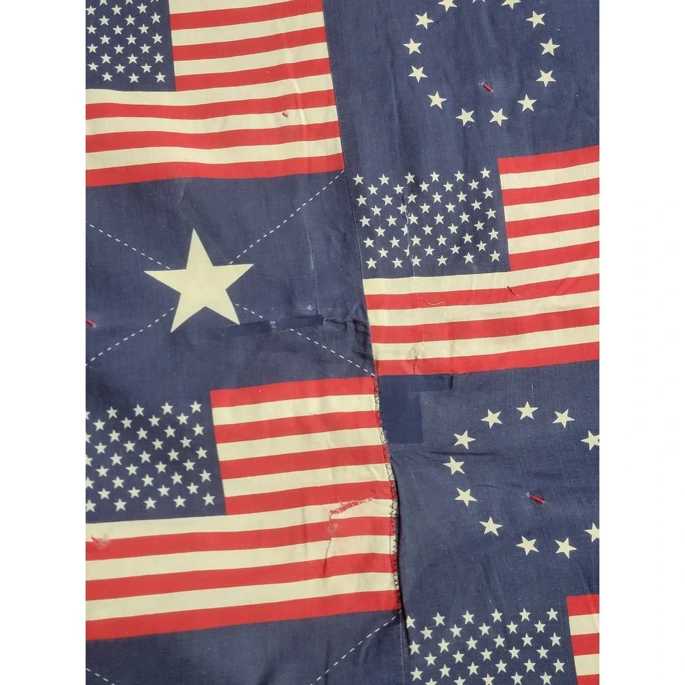 Vintage Guess Denim Patchwork Quilt American Flag Reversible Americana 70x100